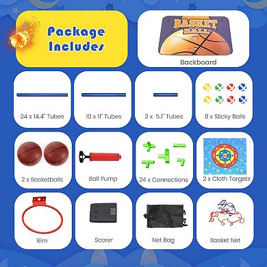 Kids Basketball Arcade Game with Electronic Scoreboard and 2 in 1 Play