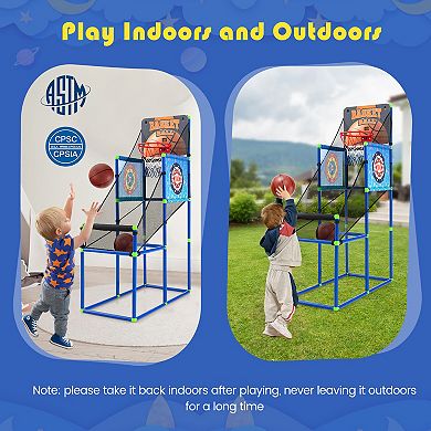 Kids Basketball Arcade Game with Electronic Scoreboard and 2 in 1 Play