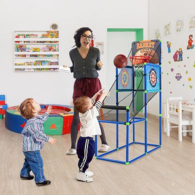 Kids Basketball Arcade Game with Electronic Scoreboard and 2 in 1 Play