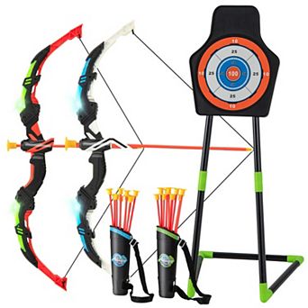 Kids Archery Set with LED Light Up Bow, Target and 20 Suction Cup Arrows