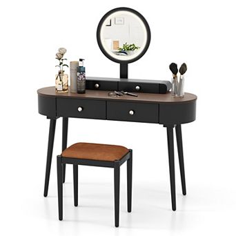 Makeup Vanity Table Set with LED Mirror and 3 Drawers