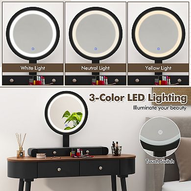 Makeup Vanity Table Set with LED Mirror and 3 Drawers