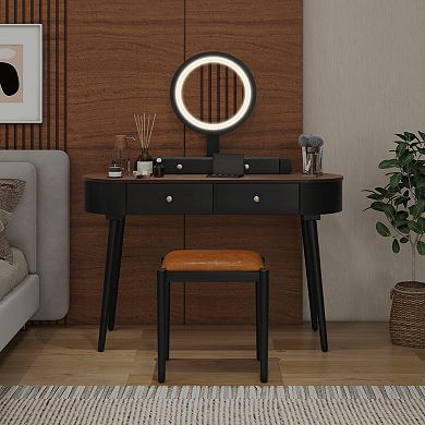 Makeup Vanity Table Set with LED Mirror and 3 Drawers