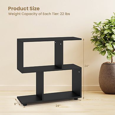 Geometric Bookshelf 24 Inch 3 Tier Storage Shelf for Small Spaces