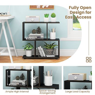 Geometric Bookshelf 24 Inch 3 Tier Storage Shelf for Small Spaces