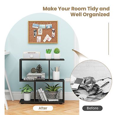 Geometric Bookshelf 24 Inch 3 Tier Storage Shelf for Small Spaces