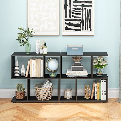 Geometric Bookshelf 24 Inch 3 Tier Storage Shelf for Small Spaces