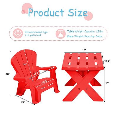 Kids Table and Chair Set 3 Piece Plastic Activity Furniture