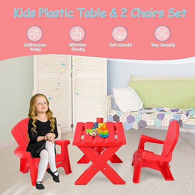 Kids Table and Chair Set 3 Piece Plastic Activity Furniture