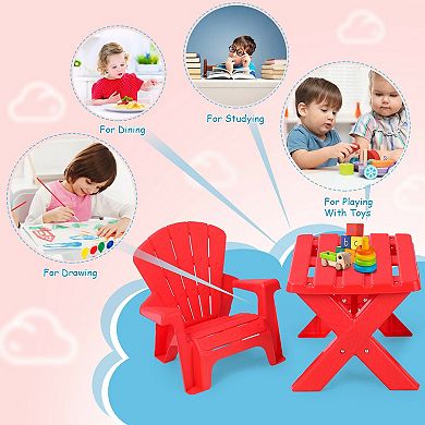 Kids Table and Chair Set 3 Piece Plastic Activity Furniture