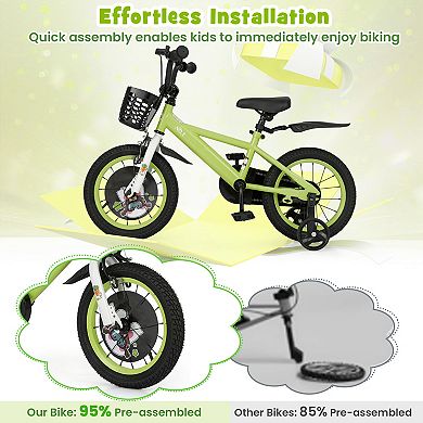 Kids Bike with Training Wheels Dual Brakes Adjustable Seat and Handlebar