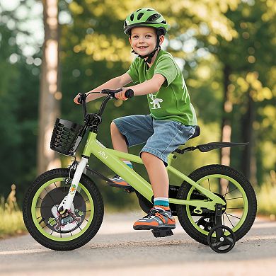 Kids Bike with Training Wheels Dual Brakes Adjustable Seat and Handlebar