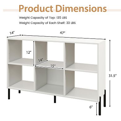 Open Back Bookshelf with Adjustable Shelves and Drawer Storage