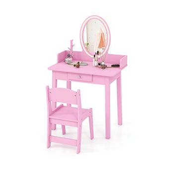 Kids Vanity Set with Lighted Mirror and Stool
