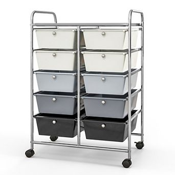 10 Drawer Rolling Storage Cart With Locking Wheels and Removable Bins