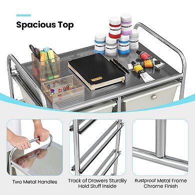 10 Drawer Rolling Storage Cart With Locking Wheels and Removable Bins