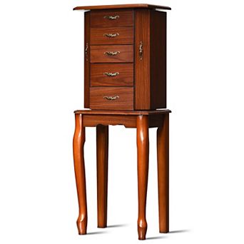 Jewelry Armoire Cabinet With Mirror and 5 Drawers
