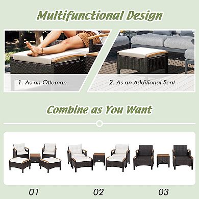 5 Piece Patio Conversation Set with Cushions Ottomans and Coffee Table