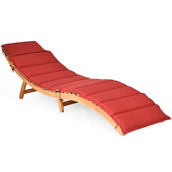 Folding Patio Lounge Chair with Double Sided Cushioned Seat