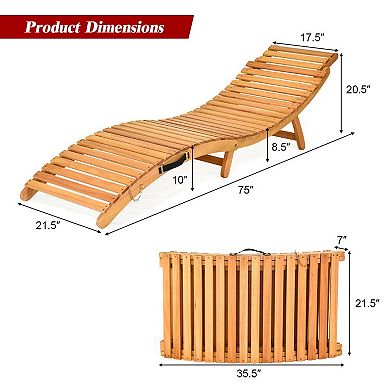 Folding Patio Lounge Chair with Double Sided Cushioned Seat