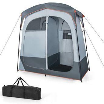 Oversized 2 Room Privacy Shower Tent with Rain Fly and Storage Pocket