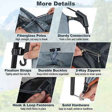 Oversized 2 Room Privacy Shower Tent with Rain Fly and Storage Pocket