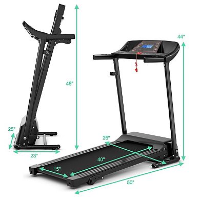 Foldable Treadmill for Home with LCD Display and 3 Level Incline