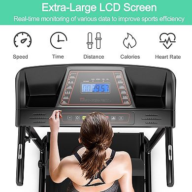 Foldable Treadmill for Home with LCD Display and 3 Level Incline