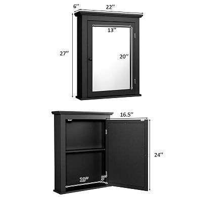 Wall Mounted Bathroom Mirror Cabinet with Adjustable Shelf and Storage