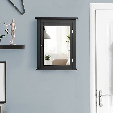 Wall Mounted Bathroom Mirror Cabinet with Adjustable Shelf and Storage