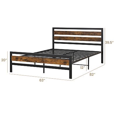 Queen Bed Frame with Rustic Headboard and Footboard
