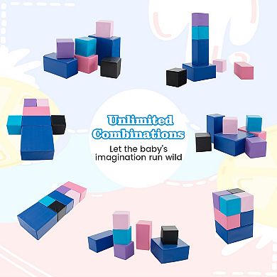 Foam Building Blocks 7 Piece Soft Play Set for Toddlers and Kids