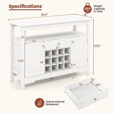 Buffet Sideboard Cabinet with Removable Wine Rack and Drawer