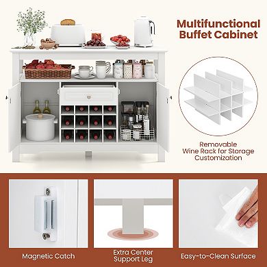 Buffet Sideboard Cabinet with Removable Wine Rack and Drawer