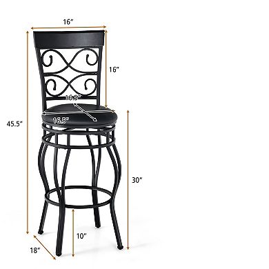 Swivel Bar Stools Set of 2 Upholstered Counter Chairs with Backrest and Footrest
