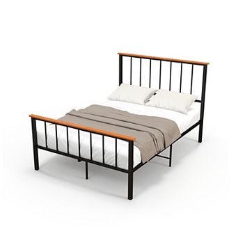Full Size Bed Frame with Headboard and Footboard Metal Platform Bed