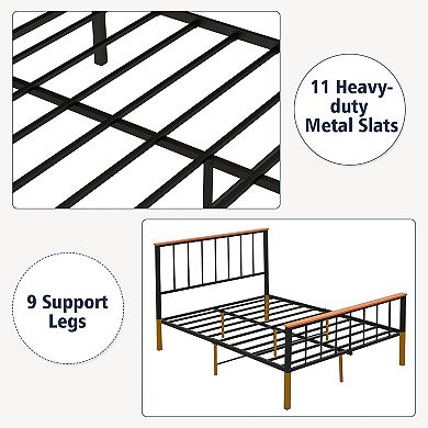 Full Size Bed Frame with Headboard and Footboard Metal Platform Bed