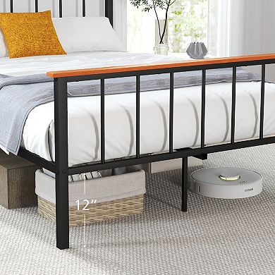 Full Size Bed Frame with Headboard and Footboard Metal Platform Bed