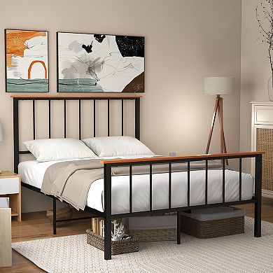 Full Size Bed Frame with Headboard and Footboard Metal Platform Bed
