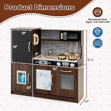 Toddler Pretend Play Kitchen Playset with Blackboard and Sound Knobs