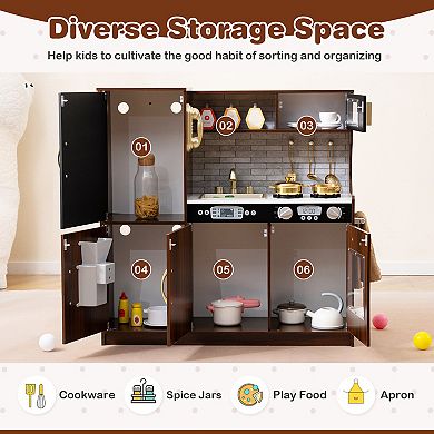Toddler Pretend Play Kitchen Playset with Blackboard and Sound Knobs
