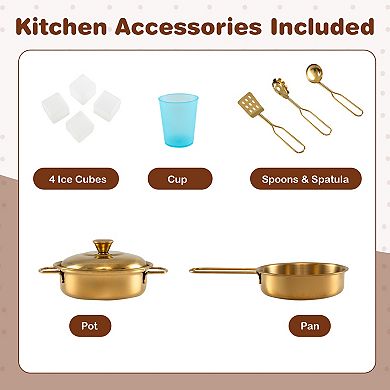 Toddler Pretend Play Kitchen Playset with Blackboard and Sound Knobs
