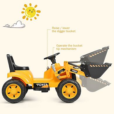 Kids Ride On Excavator Digger 6V Battery Powered Tractor