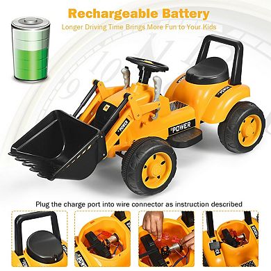 Kids Ride On Excavator Digger 6V Battery Powered Tractor
