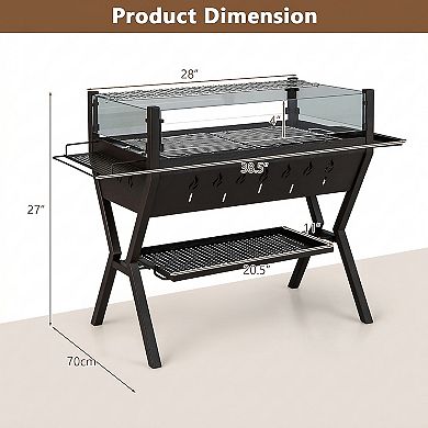 Charcoal Grill 3 In 1 Fire Pit Camp Stove With Wind Guard