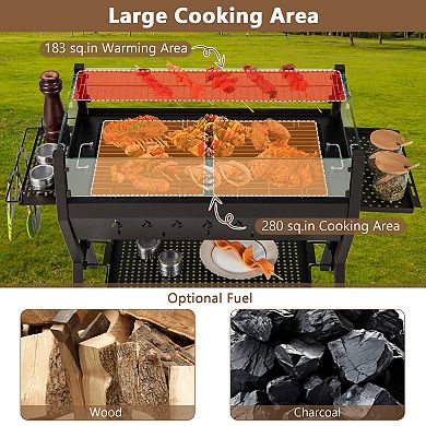 Charcoal Grill 3 In 1 Fire Pit Camp Stove With Wind Guard