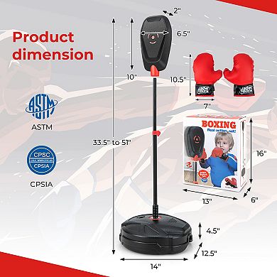Kids Punching Bag Set with Gloves Quick Rebound Boxing Trainer