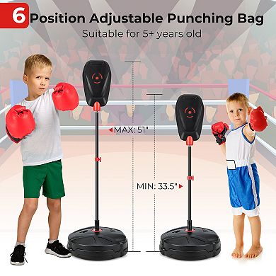 Kids Punching Bag Set with Gloves Quick Rebound Boxing Trainer