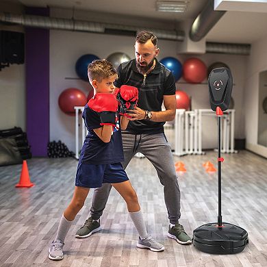 Kids Punching Bag Set with Gloves Quick Rebound Boxing Trainer