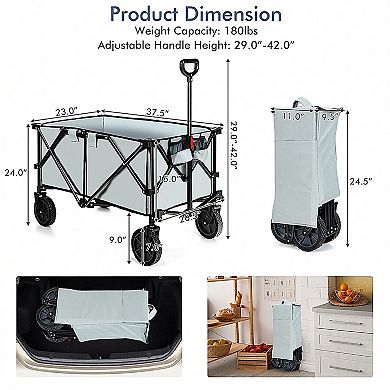Folding Wagon Cart with Adjustable Handle and All Terrain Wheels